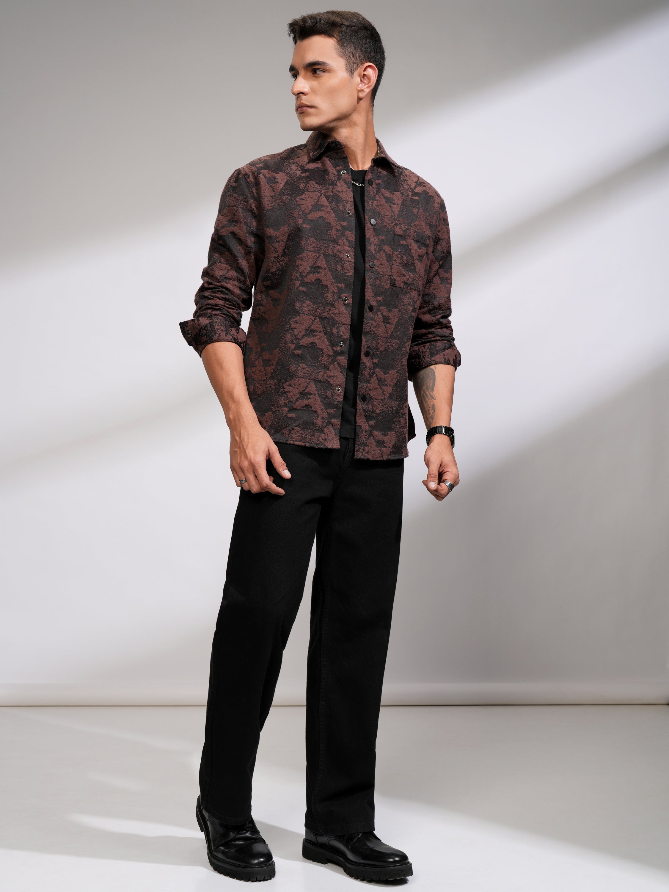 Highlander Men Black Printed Relaxed Fit Casual Shirt - Black - Image 2