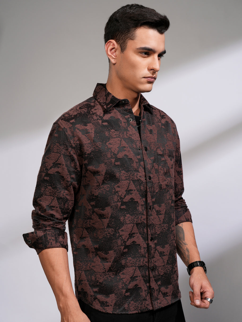 Highlander Men Black Printed Relaxed Fit Casual Shirt - Black - Image 6