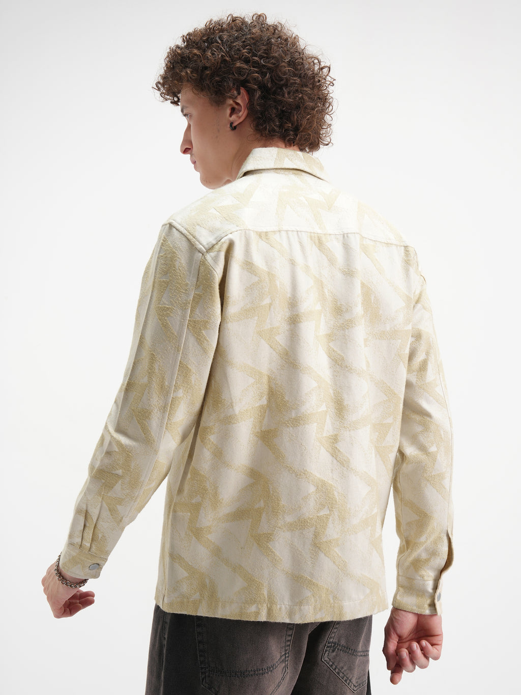 Highlander Men Beige Self Design Relaxed Fit Casual Shirt - Beige - Image 3