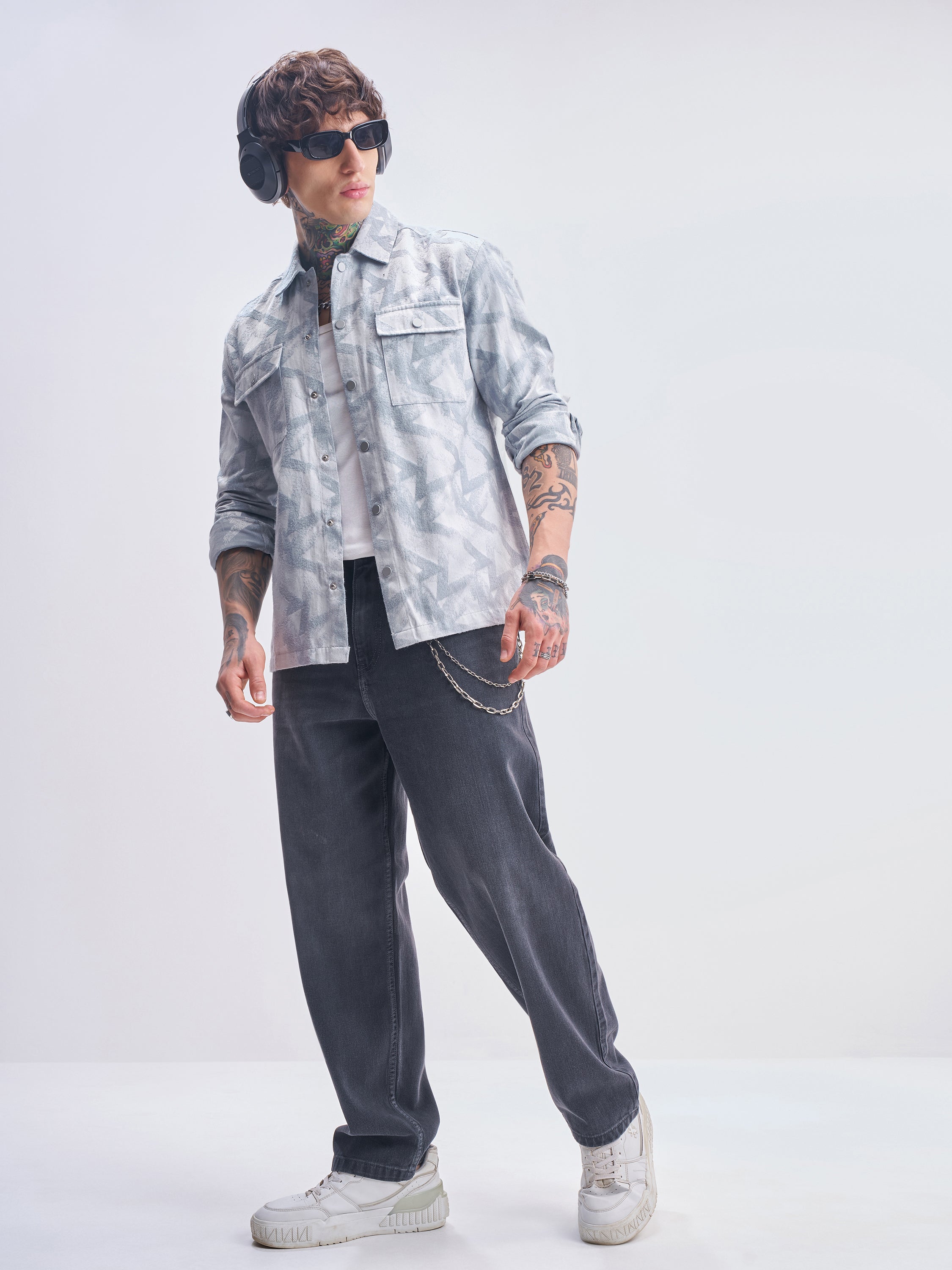 Highlander Men Blue Self Design Relaxed Fit Casual Shirt - Blue - Image 2