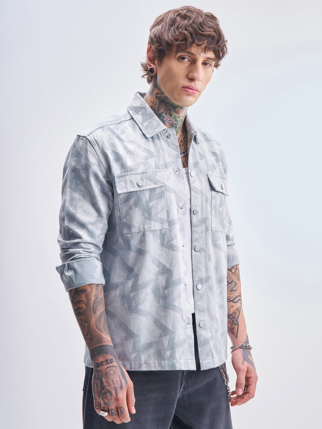 Highlander Men Blue Self Design Relaxed Fit Casual Shirt - Blue - Image 6