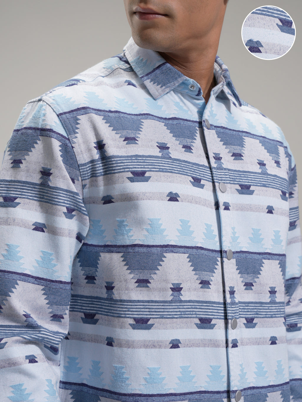 Highlander Men Blue Printed Relaxed Fit Casual Shirt - Blue - Image 5