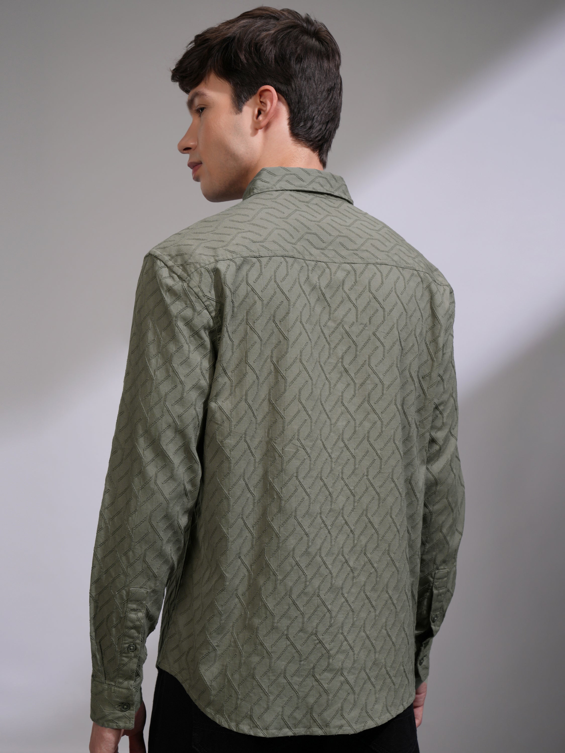 Highlander Men Green Printed Relaxed Fit Casual Shirt - Green - Image 3