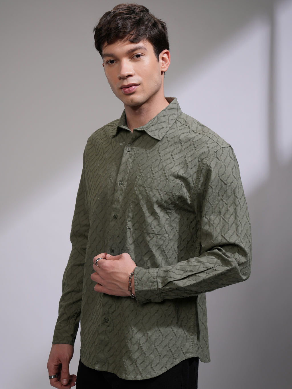 Highlander Men Green Printed Relaxed Fit Casual Shirt - Green - Image 4