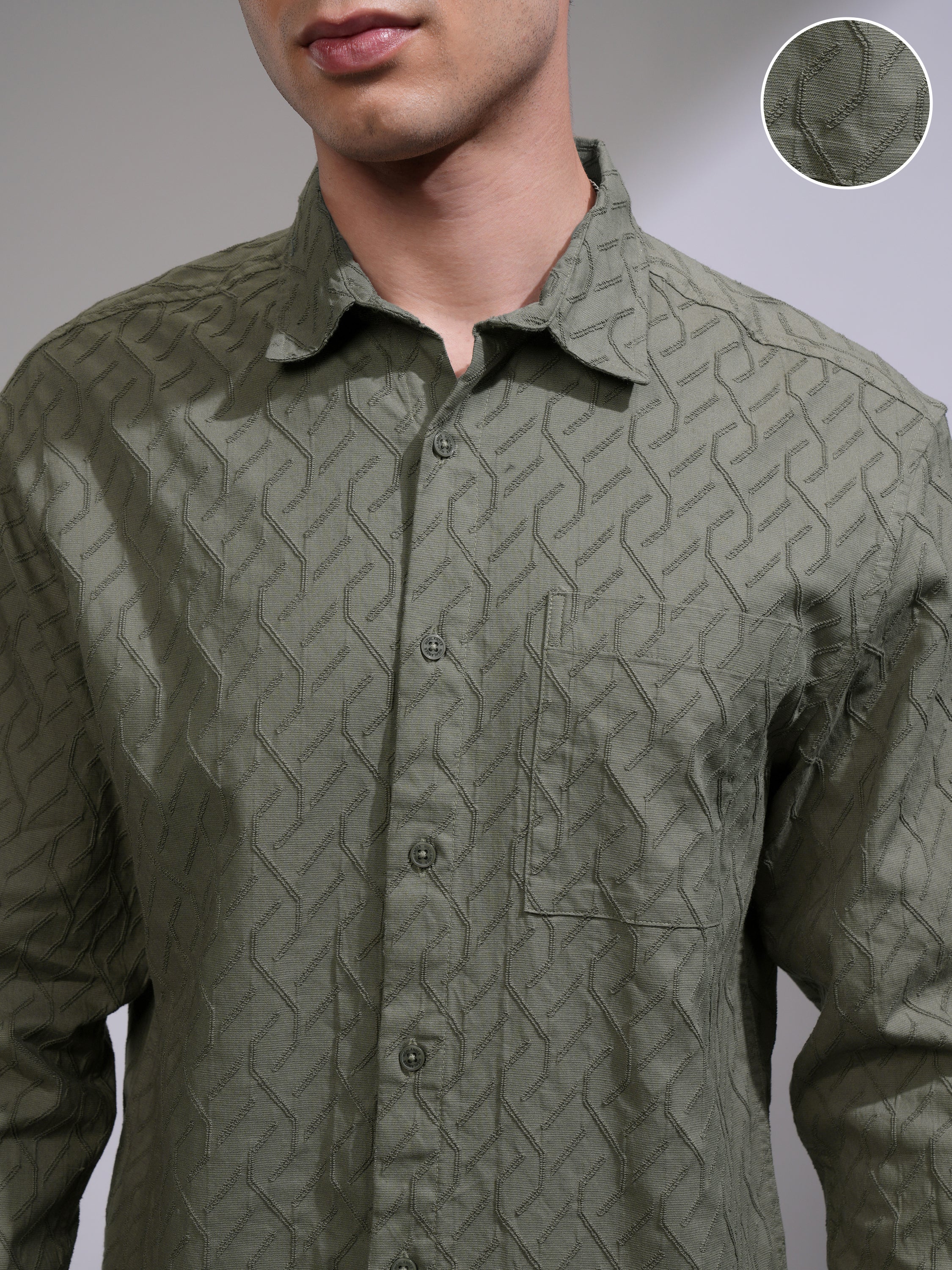 Highlander Men Green Printed Relaxed Fit Casual Shirt - Green - Image 5