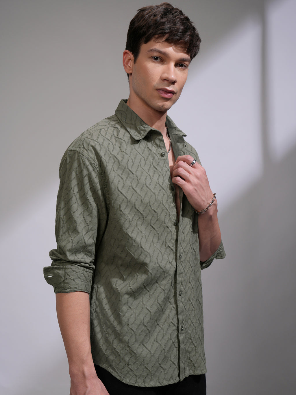 Highlander Men Green Printed Relaxed Fit Casual Shirt - Green - Image 6