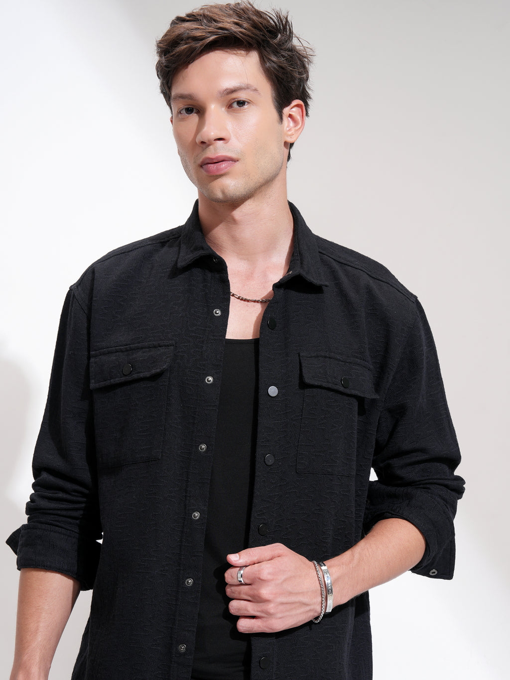 Highlander Men Black Printed Relaxed Fit Casual Shirt - Black - Image 1