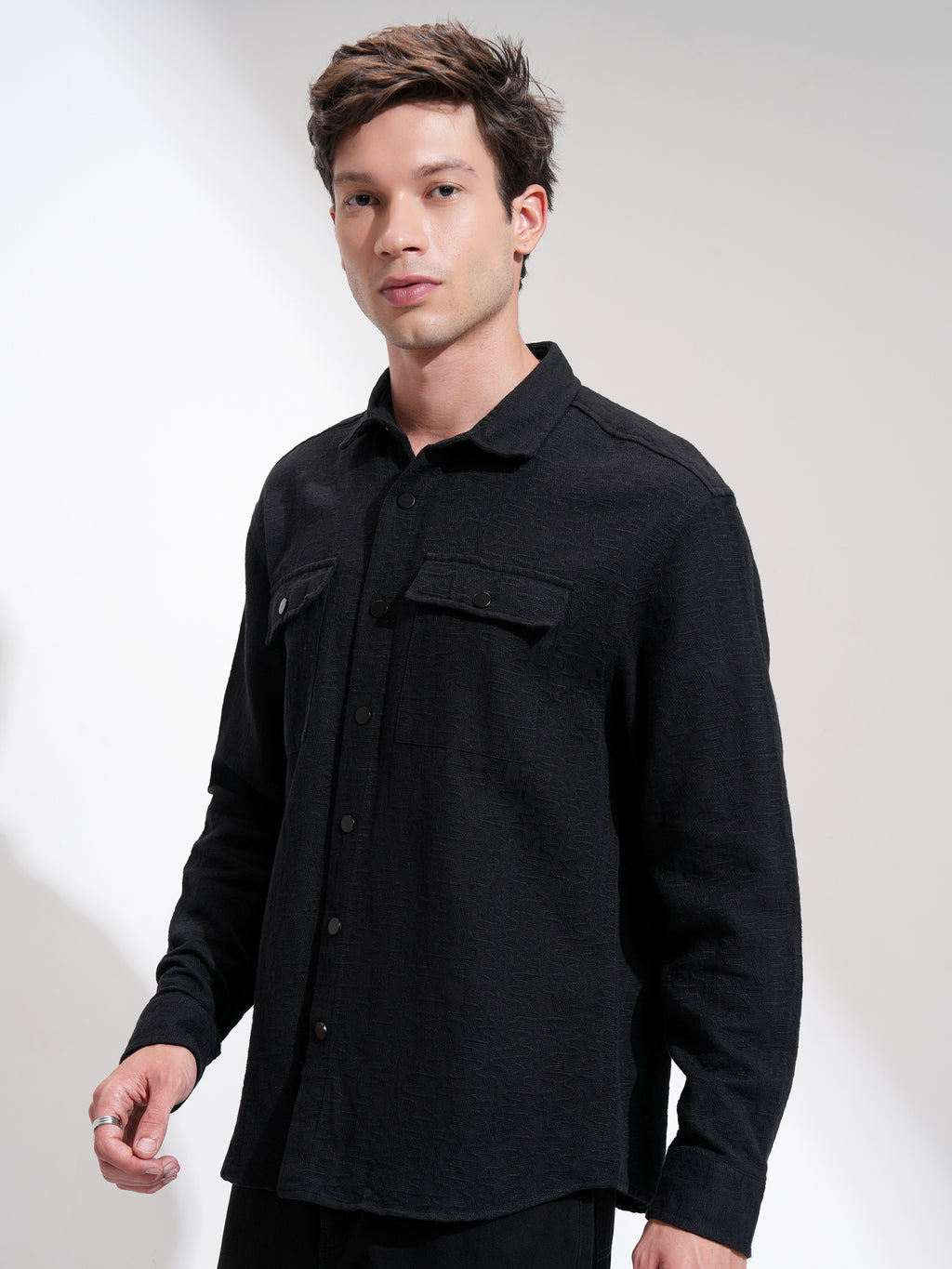 Highlander Men Black Printed Relaxed Fit Casual Shirt - Black - Image 4