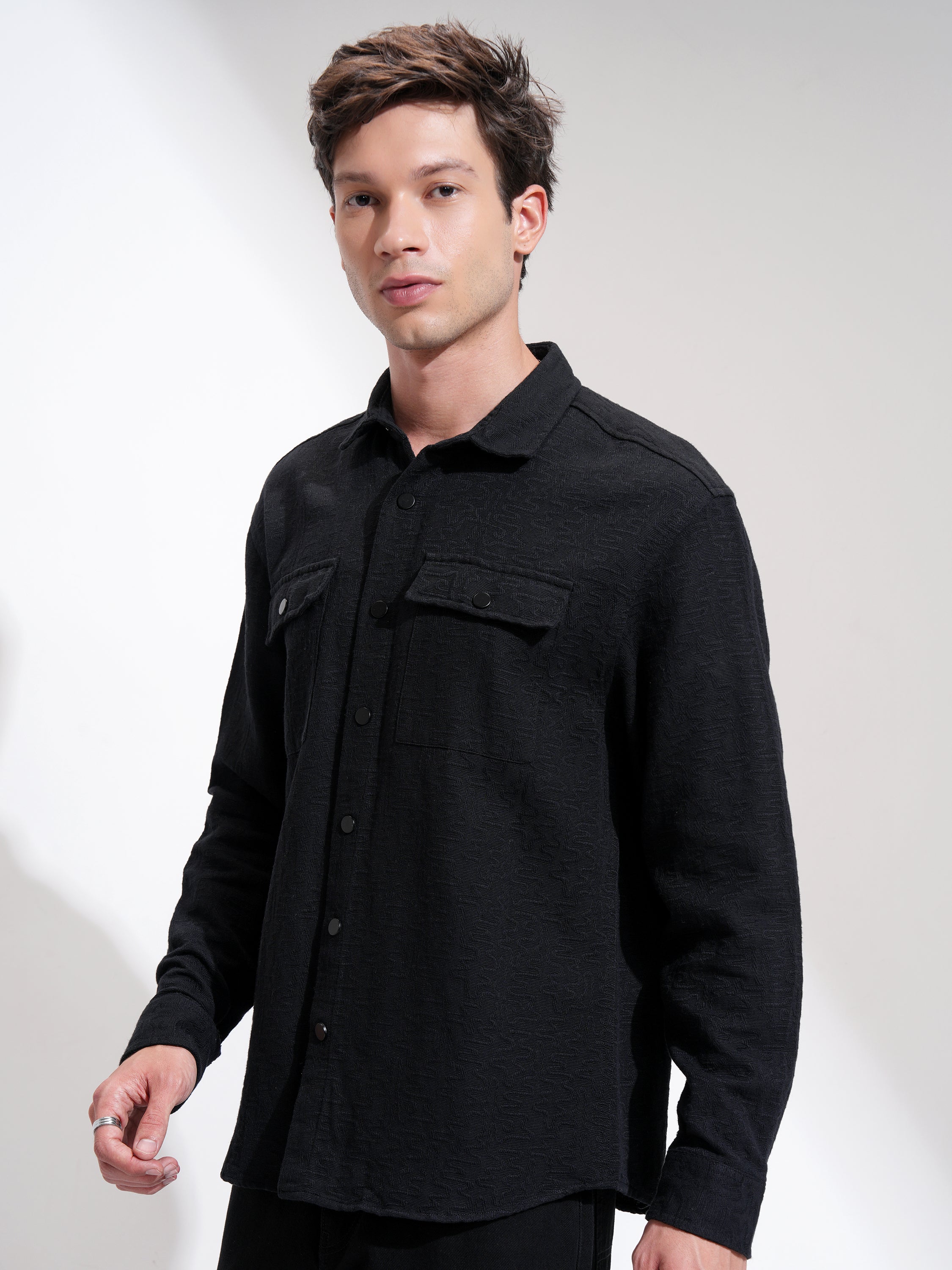 Highlander Men Black Printed Relaxed Fit Casual Shirt - Black - Image 4