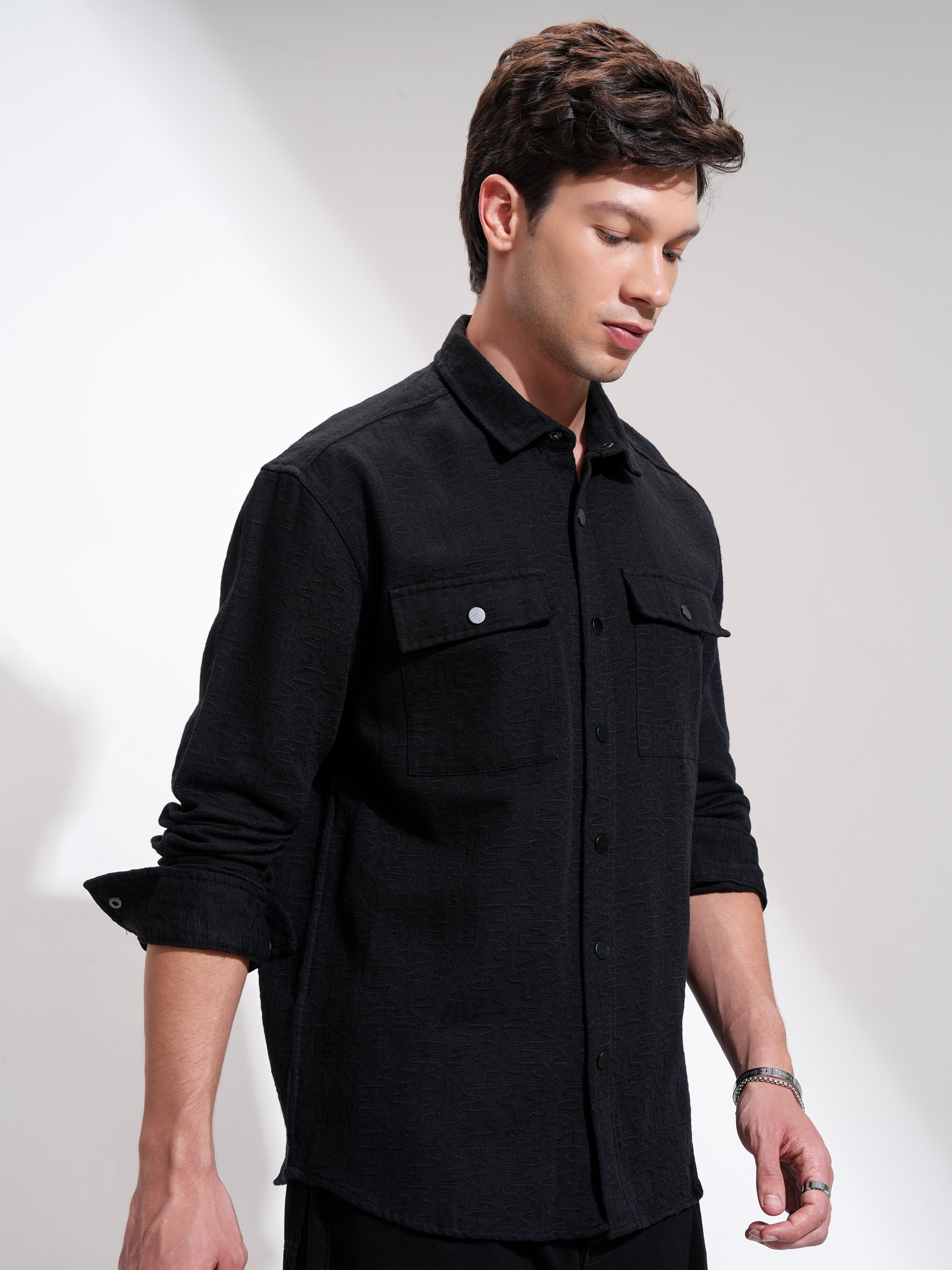 Highlander Men Black Printed Relaxed Fit Casual Shirt - Black - Image 6
