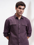 Highlander Men Purple Self Design Relaxed Fit Casual Shirt - Purple - Image 1
