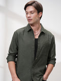 Highlander Men Green Self Design Relaxed Fit Casual Shirt - Green - Image 1