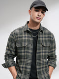 Highlander Men Olive Checked Relaxed Fit Casual Shirt - Olive - Image 1