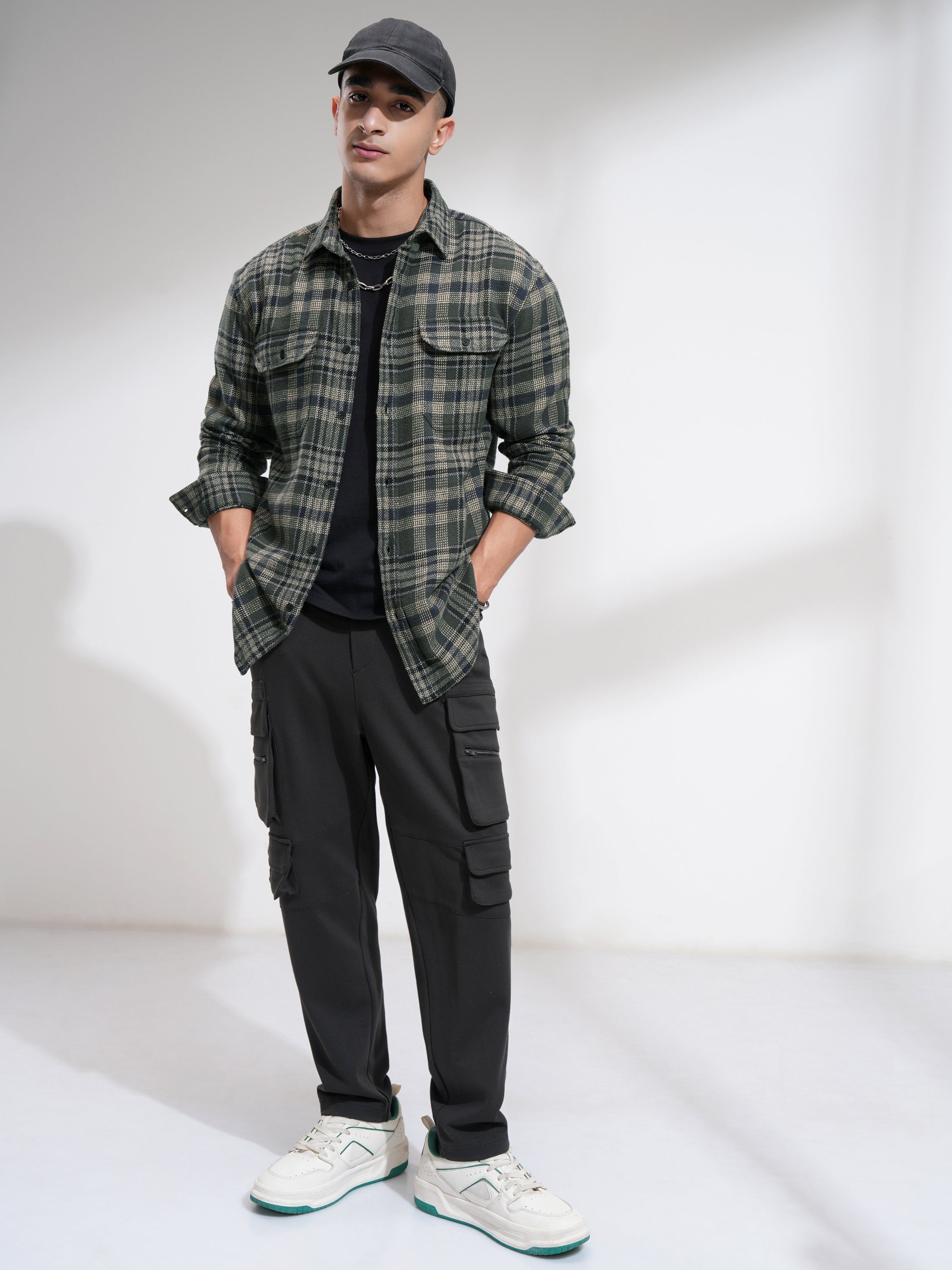 Highlander Men Olive Checked Relaxed Fit Casual Shirt - Olive - Image 2