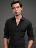 Highlander Men Black Self Design Slim Fit Casual Shirt - Black - Image 1