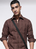 Highlander Men Brown Checked Slim Fit Casual Shirt - Brown - Image 1