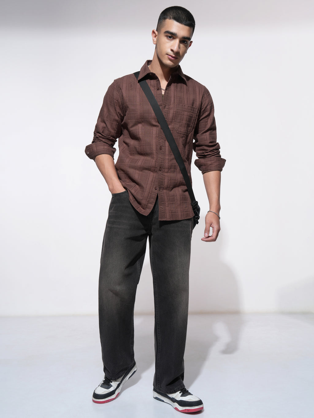 Highlander Men Brown Checked Slim Fit Casual Shirt - Brown - Image 2
