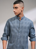 Highlander Men Blue Self Design Relaxed Fit Casual Shirt - Blue - Image 1