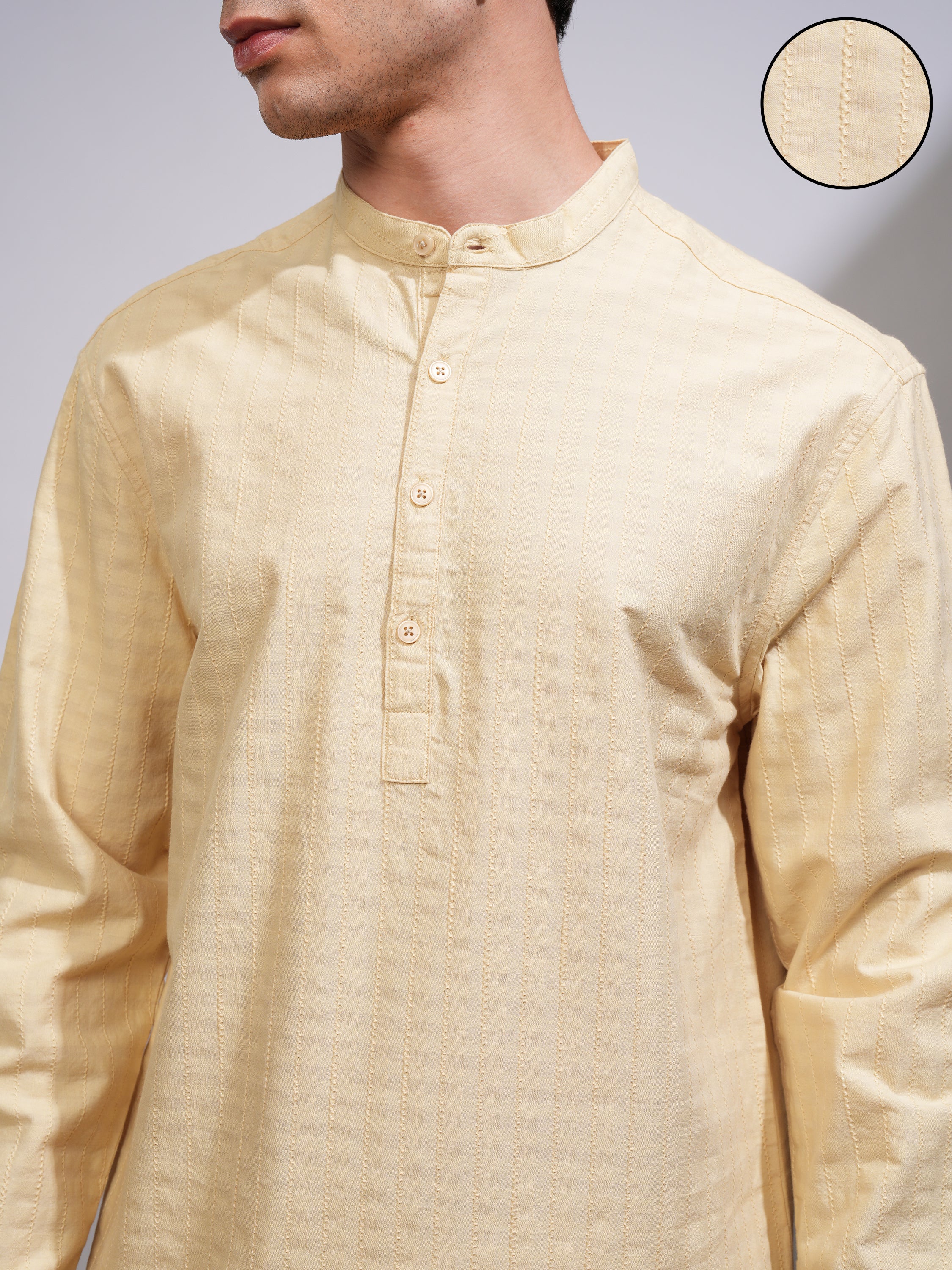 Highlander Men Beige Self Design Relaxed Fit Casual Shirt - Beige - Image 5