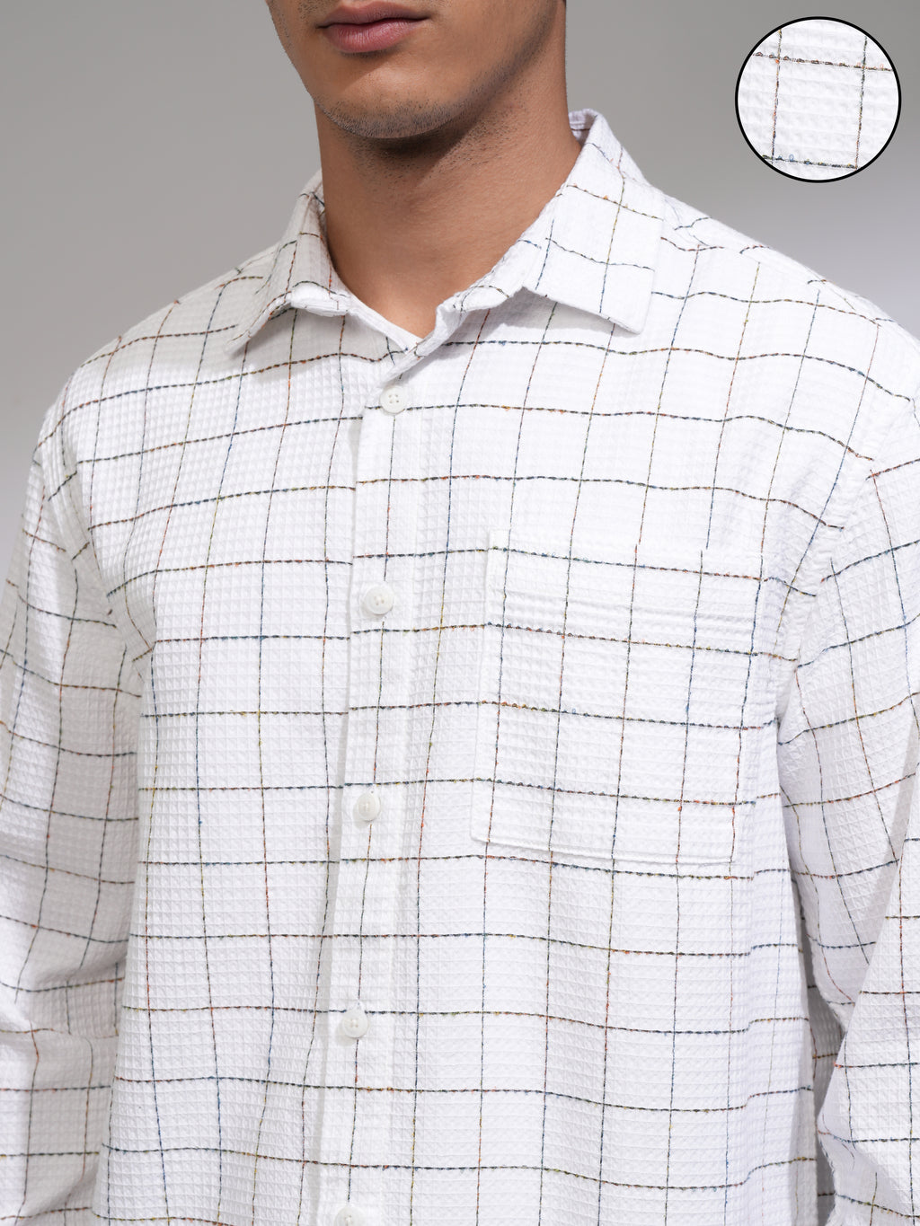 Highlander Men White Checked Relaxed Fit Casual Shirt - White - Image 5
