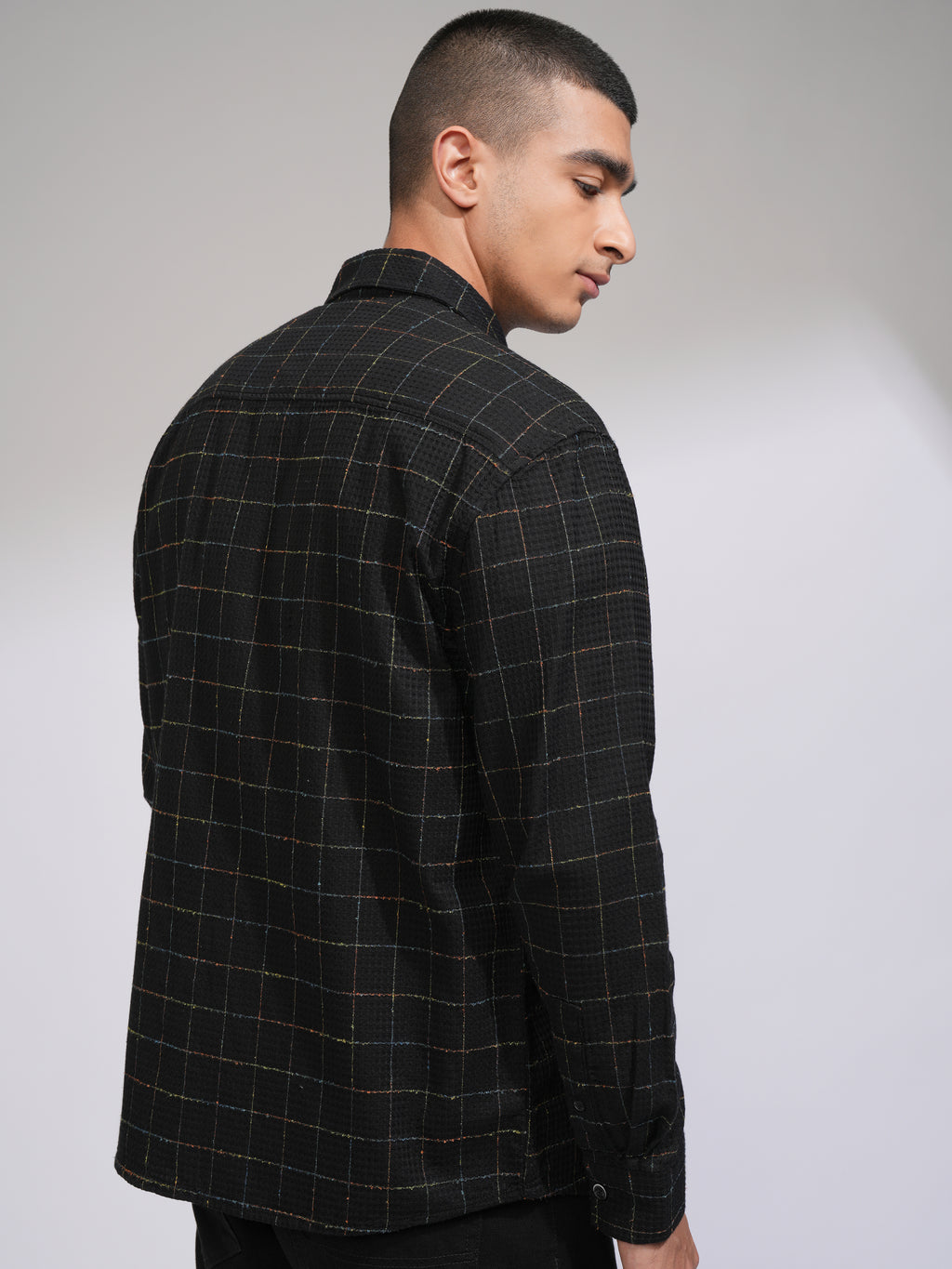 Highlander Men Black Checked Relaxed Fit Casual Shirt - Black - Image 3