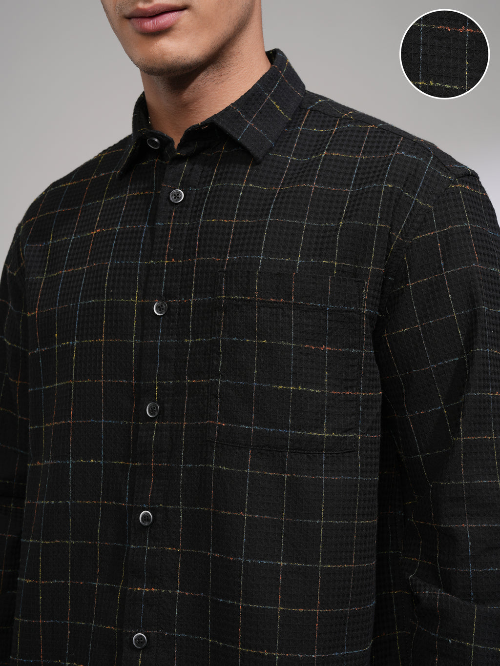 Highlander Men Black Checked Relaxed Fit Casual Shirt - Black - Image 5