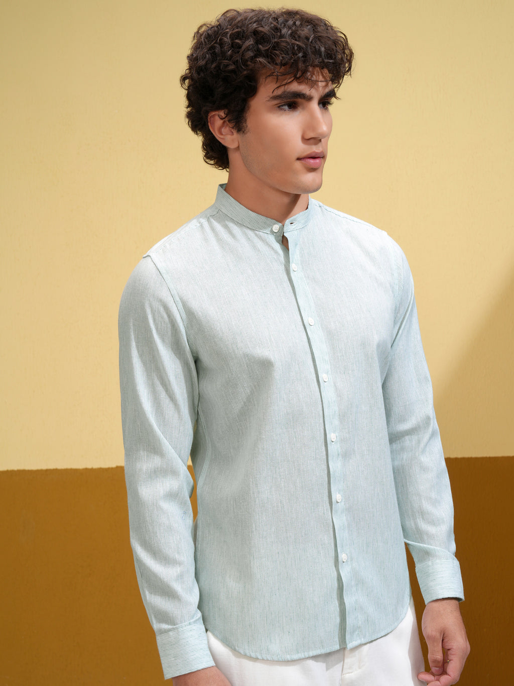 Highlander Men Green Solid Slim Fit Casual Shirt - Green - Image 6