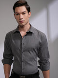 Highlander Men Grey Self Design Slim Fit Casual Shirt - Grey - Image 1