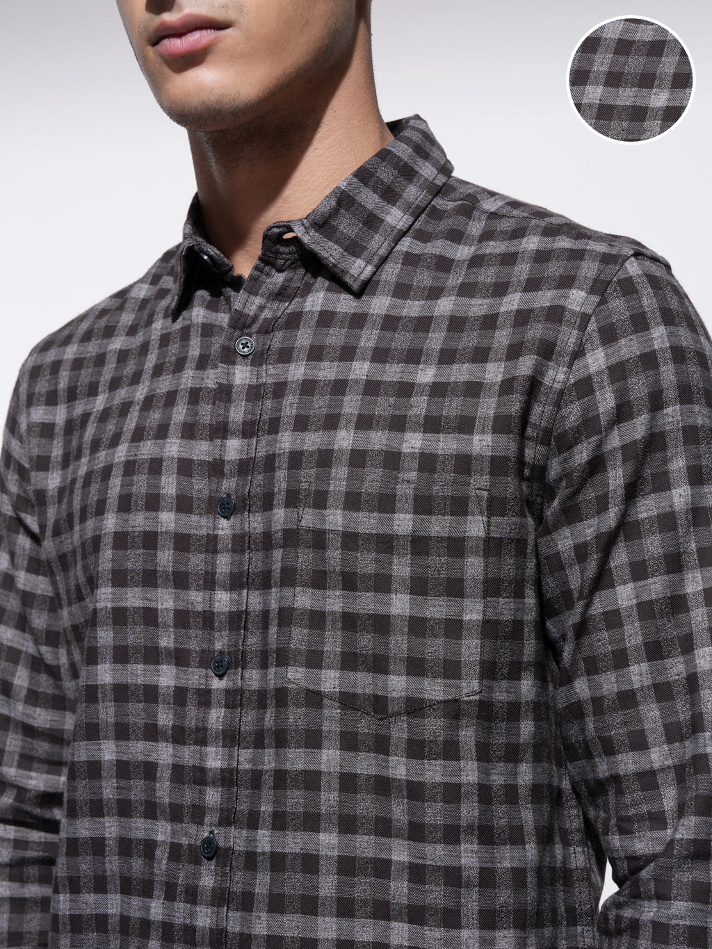 Highlander Men Coffee Brown Checked Slim Fit Casual Shirt - Coffee Brown - Image 5