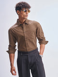 Highlander Men Brown Striped Relaxed Fit Casual Shirt - Brown - Image 1