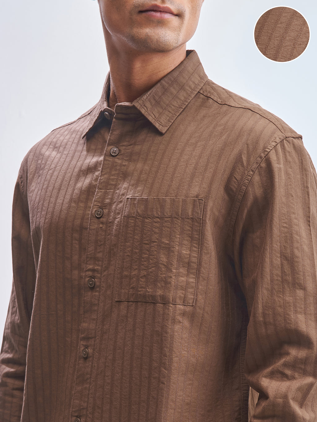 Highlander Men Brown Striped Relaxed Fit Casual Shirt - Brown - Image 5