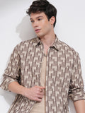 Highlander Men Beige Printed Relaxed Fit Casual Shirt - Beige - Image 1