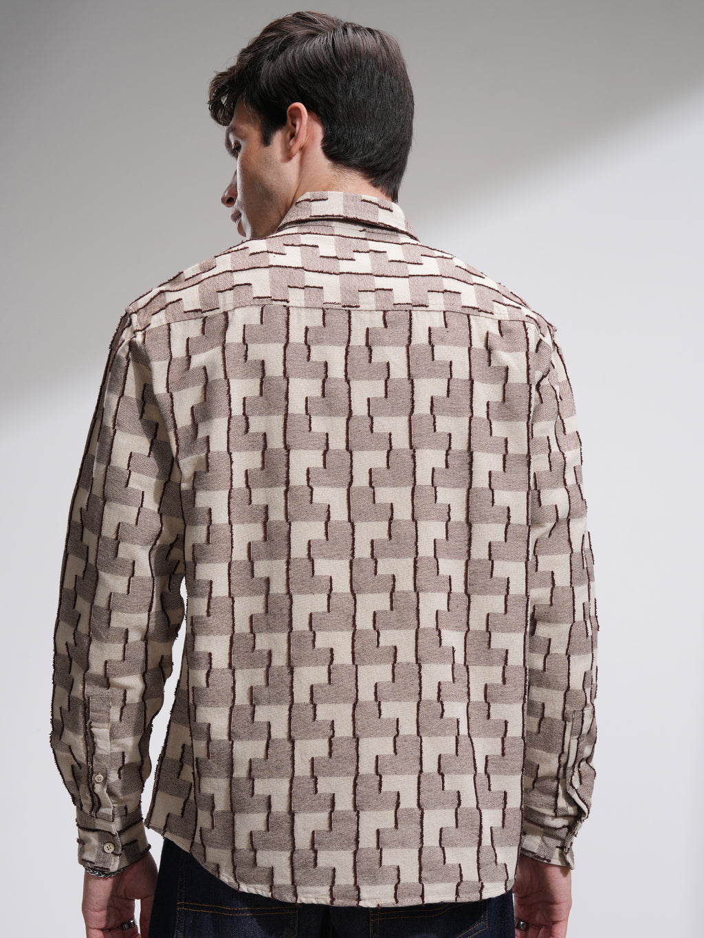 Highlander Men Beige Printed Relaxed Fit Casual Shirt - Beige - Image 3