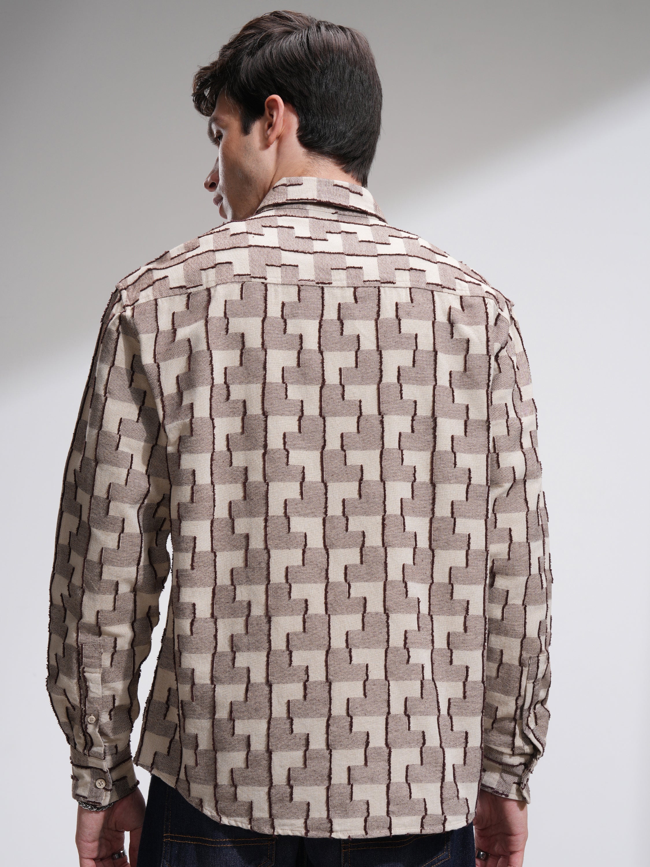 Highlander Men Beige Printed Relaxed Fit Casual Shirt - Beige - Image 3