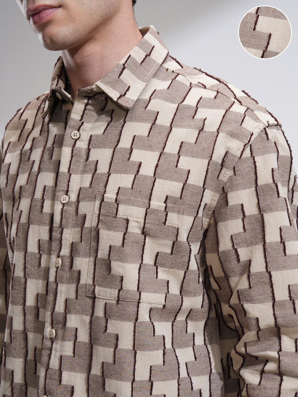 Highlander Men Beige Printed Relaxed Fit Casual Shirt - Beige - Image 5