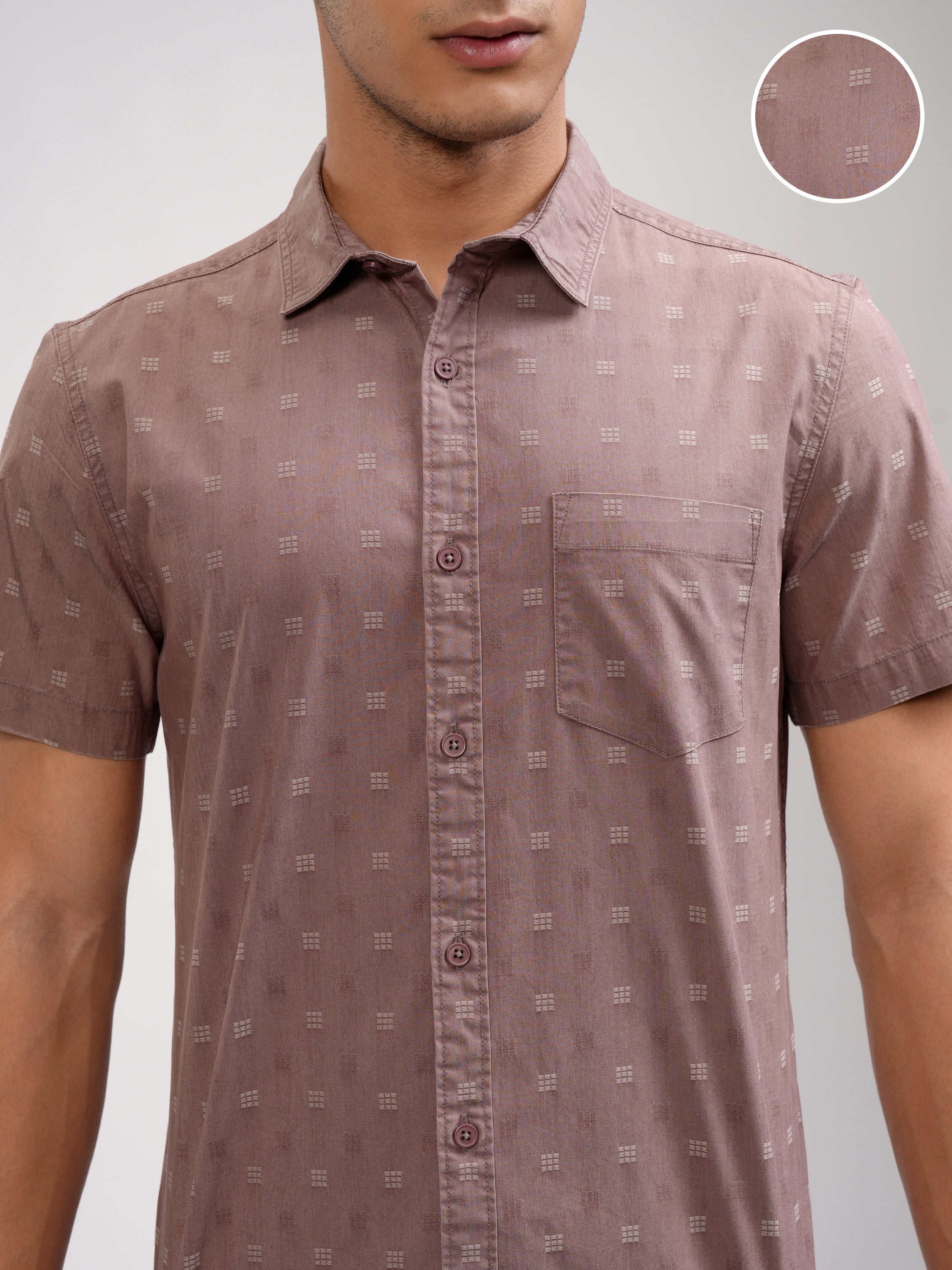 Highlander Men Maroon Solid Slim Fit Casual Shirt - Maroon - Image 5