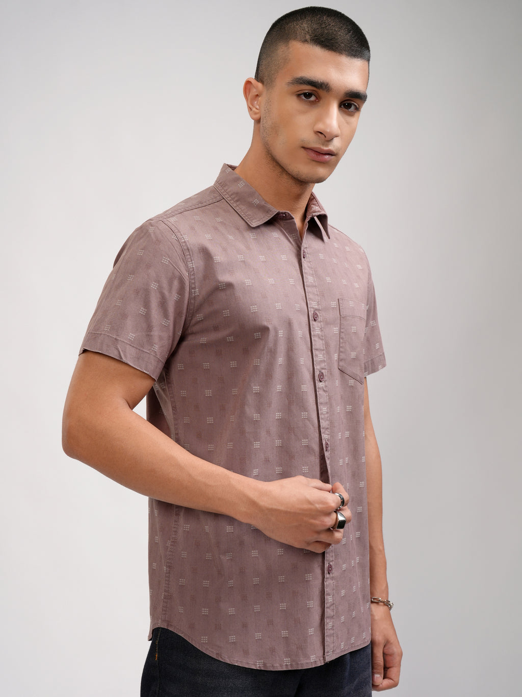 Highlander Men Maroon Solid Slim Fit Casual Shirt - Maroon - Image 6