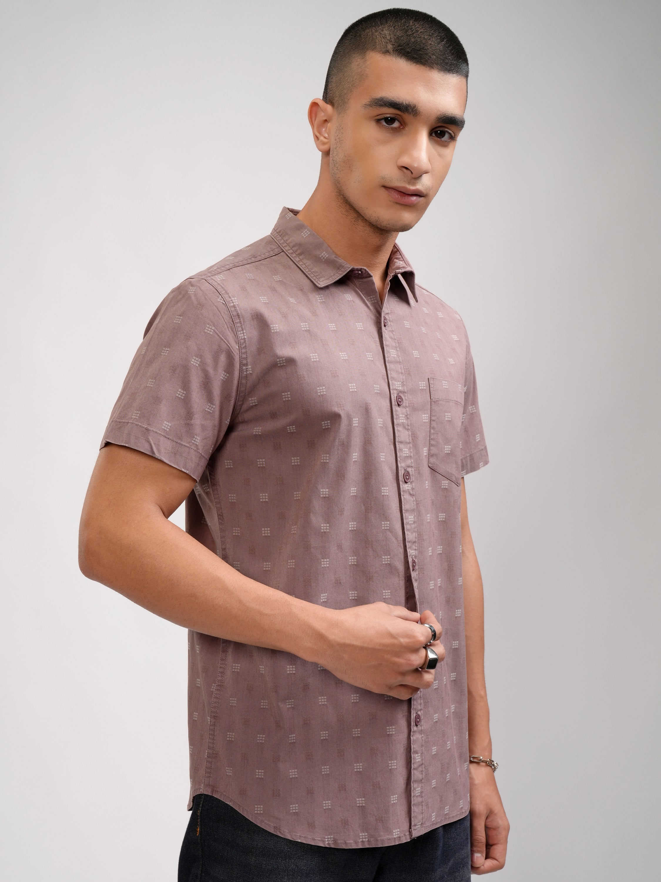 Highlander Men Maroon Solid Slim Fit Casual Shirt - Maroon - Image 6