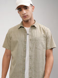 Highlander Men Olive Solid Slim Fit Casual Shirt - Olive - Image 1