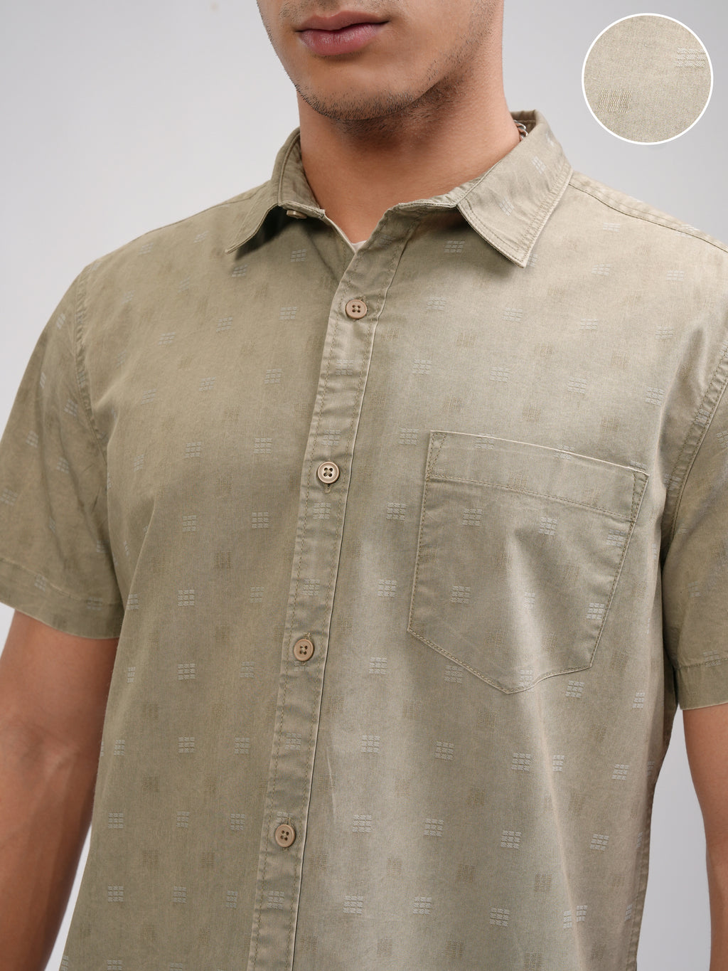 Highlander Men Olive Solid Slim Fit Casual Shirt - Olive - Image 5