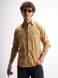 Highlander Men Mustard Self Design Relaxed Fit Casual Shirt - Mustard - Image 1