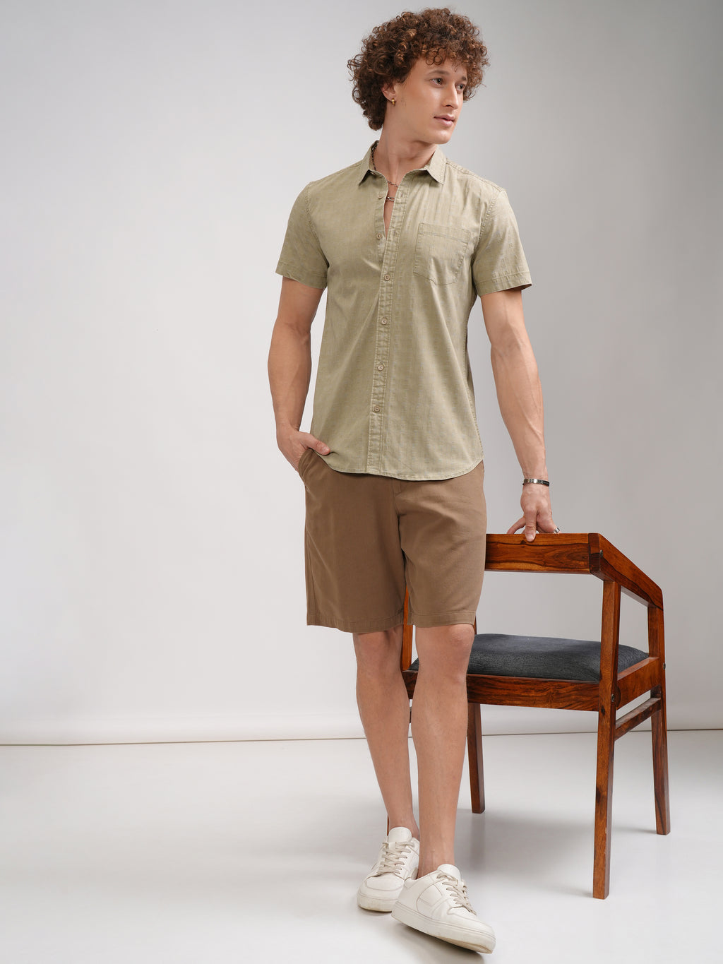 Highlander Men Khaki Printed Slim Fit Casual Shirt - Khaki - Image 2