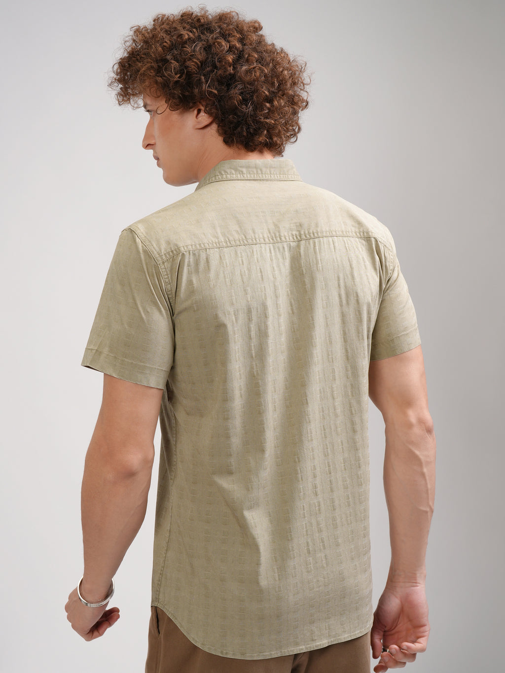 Highlander Men Khaki Printed Slim Fit Casual Shirt - Khaki - Image 3