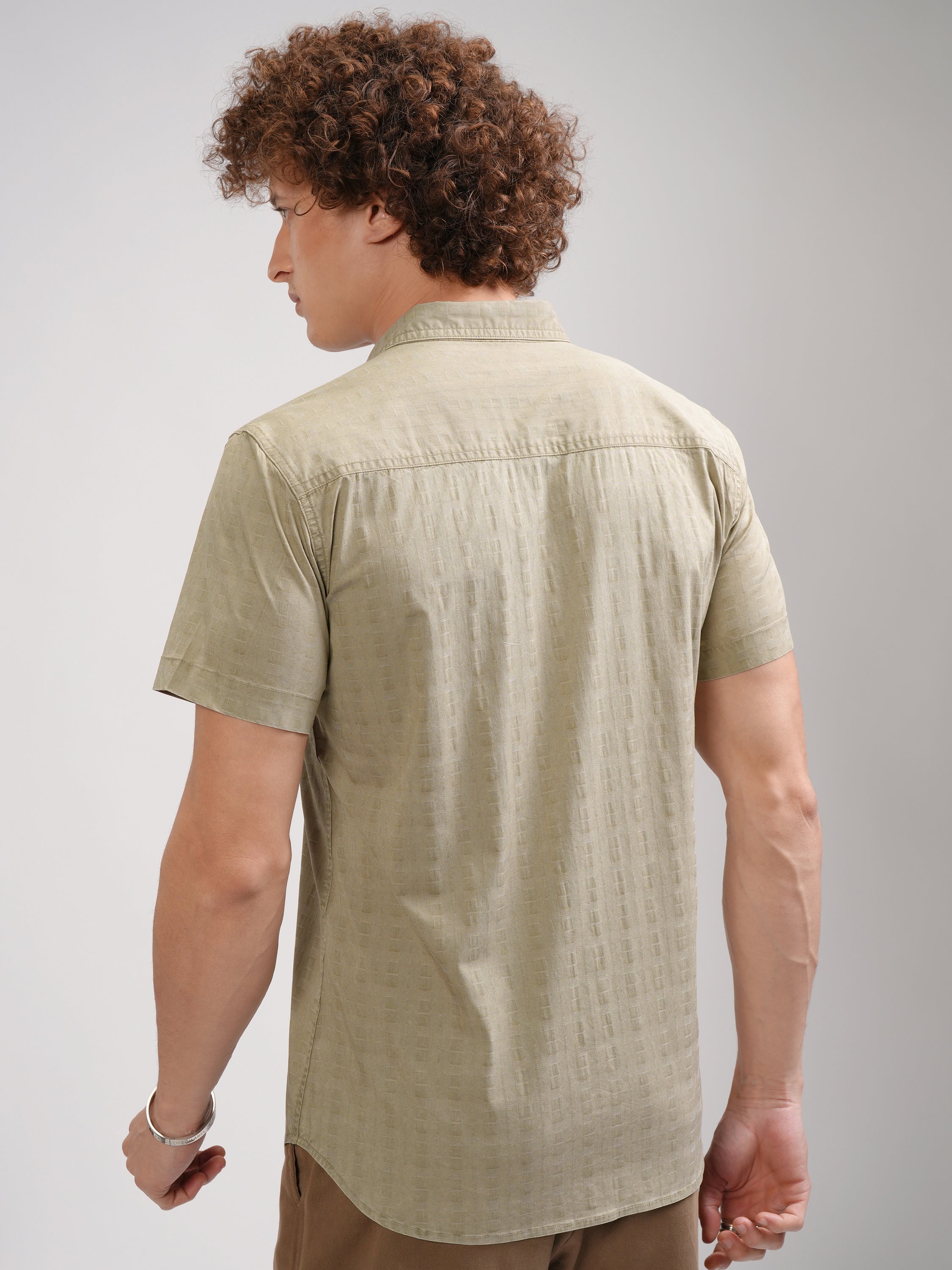 Highlander Men Khaki Printed Slim Fit Casual Shirt - Khaki - Image 3