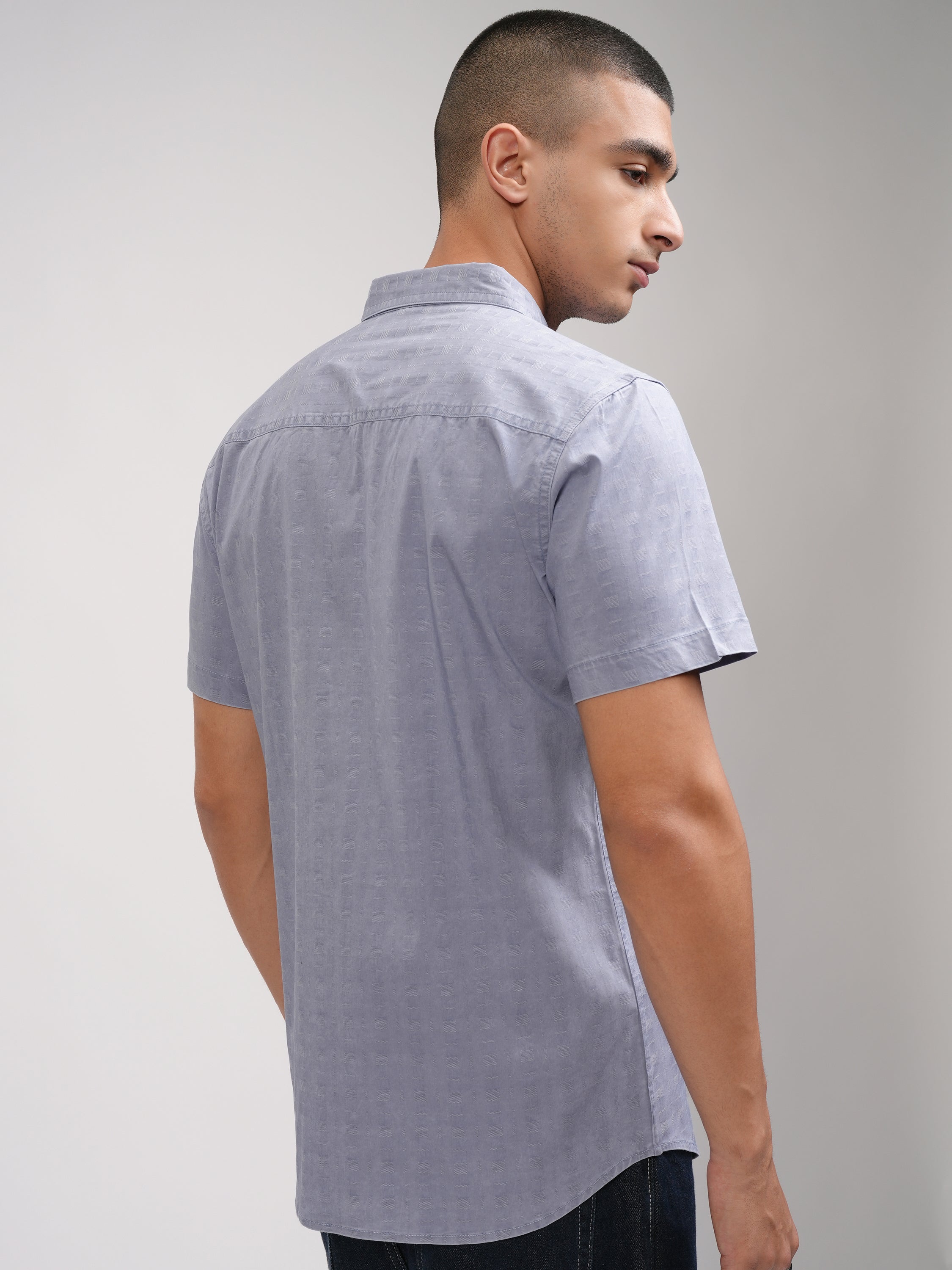 Highlander Men Blue Solid Slim Fit Casual Shirt - Blue - Image 3