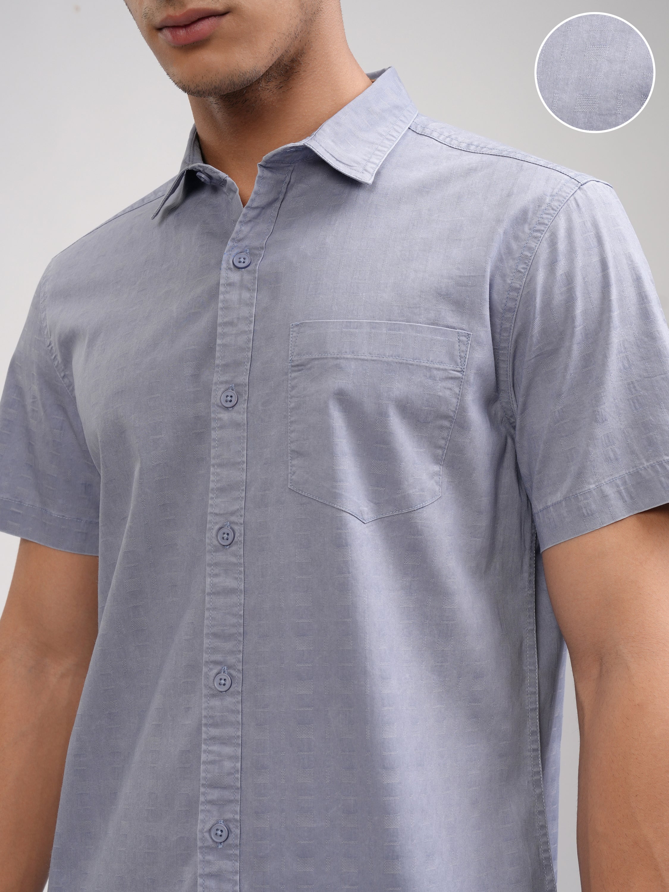 Highlander Men Blue Solid Slim Fit Casual Shirt - Blue - Image 5