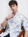 Highlander Men Blue Self Design Relaxed Fit Casual Shirt - Blue - Image 1