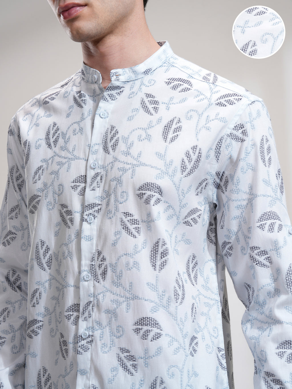 Highlander Men Blue Self Design Relaxed Fit Casual Shirt - Blue - Image 5