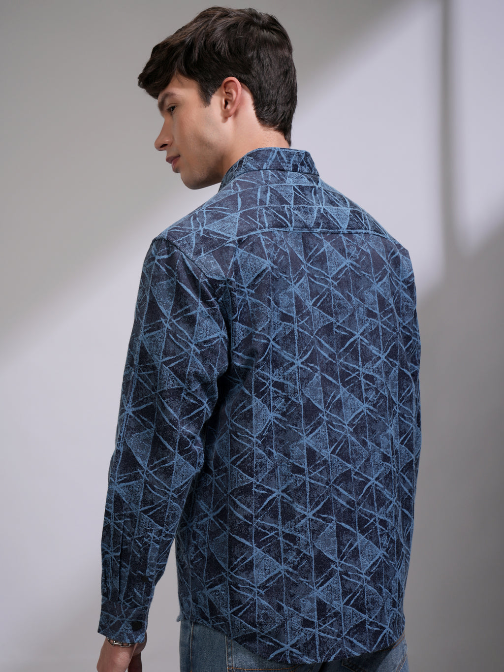 Highlander Men Blue Printed Relaxed Fit Casual Shirt - Blue - Image 3