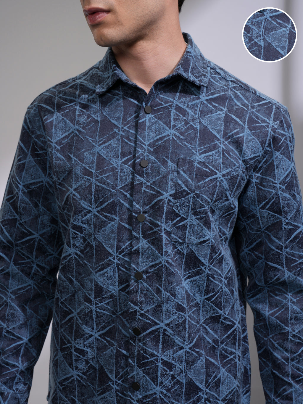 Highlander Men Blue Printed Relaxed Fit Casual Shirt - Blue - Image 5